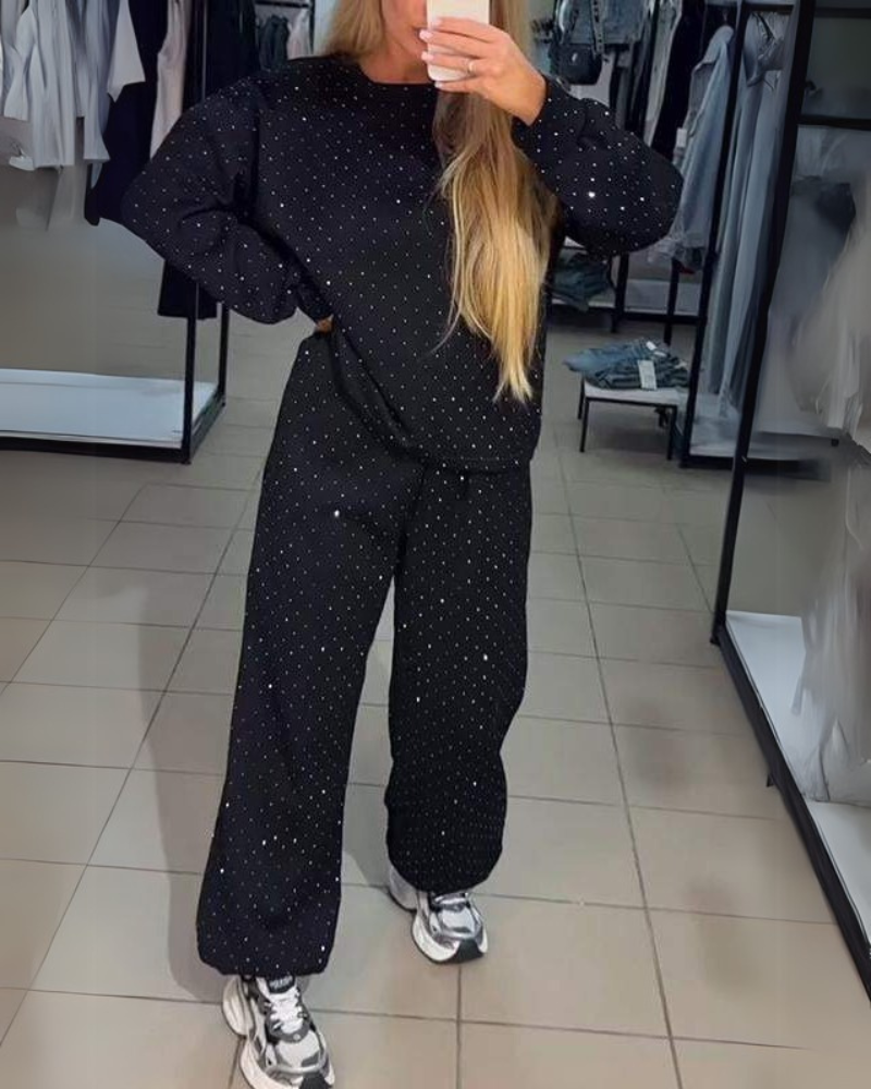 Street-wave Loungewear Set For Women Cozy Relaxed Fit With Subtle Shine Everyday Comfort