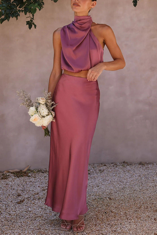 Street-Wave Cynthia Satin Two-Piece Set For Women Luxurious Evening Wear