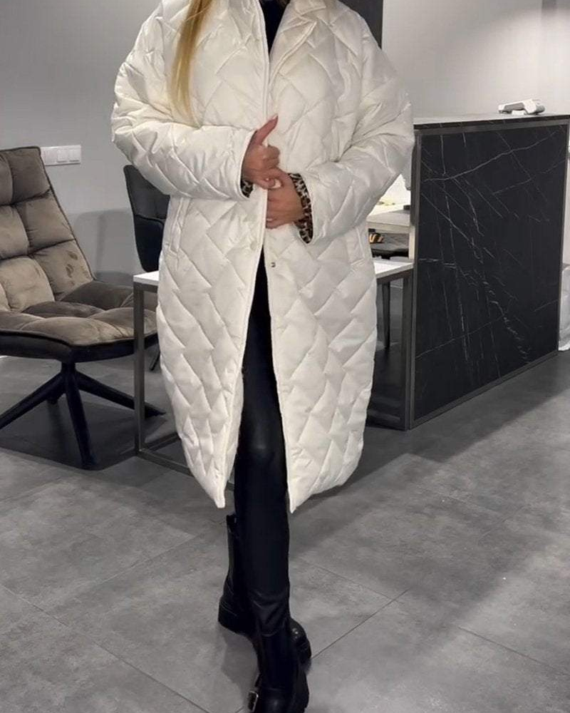 Street Wave Quilted Cotton Coat For Women Elegant Warm Mid Length Jacket With Versatile Style