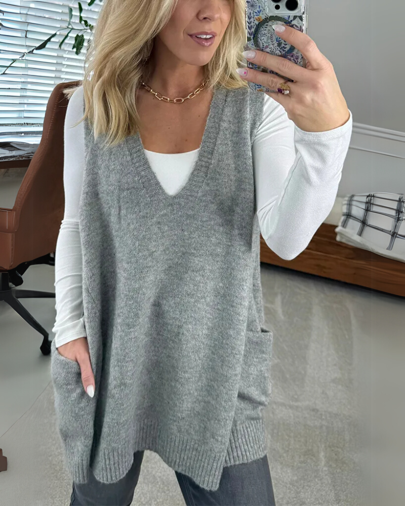 Street Wave Cozy Knit Vest For Women With A Line Silhouette And Warm Layering Casual Everyday Wear