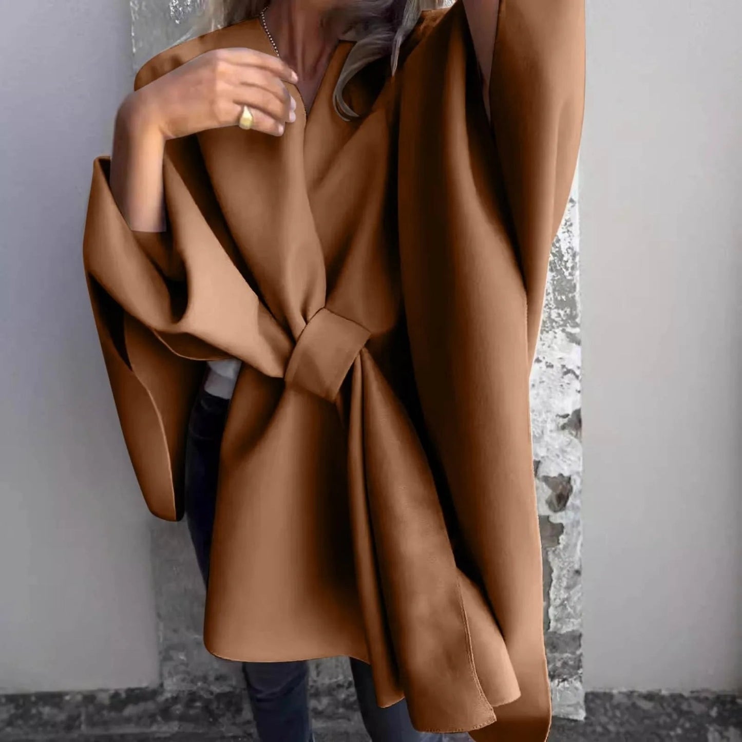 Street-Wave Batwing Sleeve Oversized Knit Cardigan For Women Soft Fleece Warmth Cozy Layering