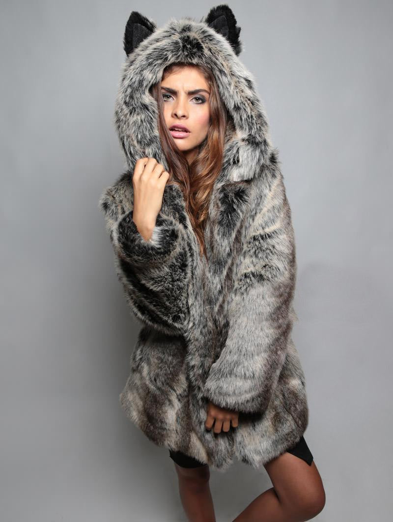 Street Wave Women Cozy Faux Fur Coat With Hood And Ears For Winter Warmth And Plush Comfort
