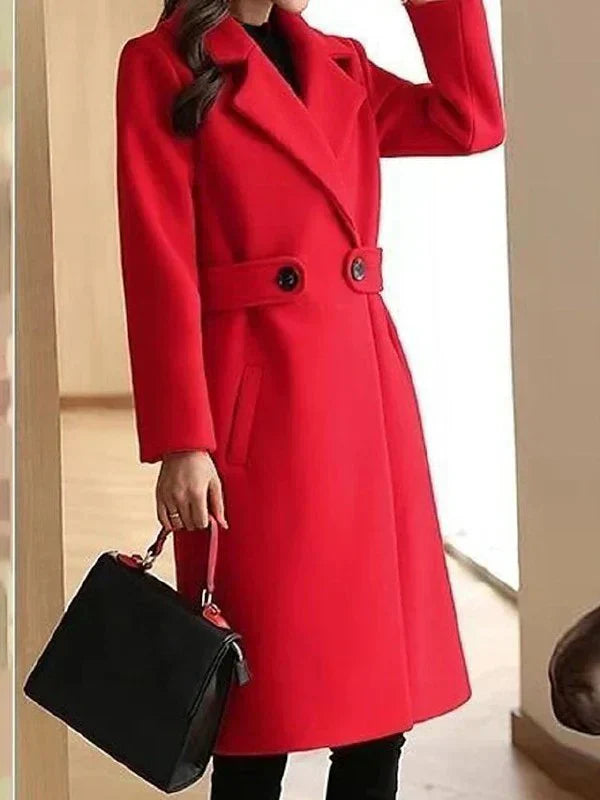 Street Wave Slim Wool Belted Coat For Women Elegant Warm Winter Outerwear With Flattering Fit