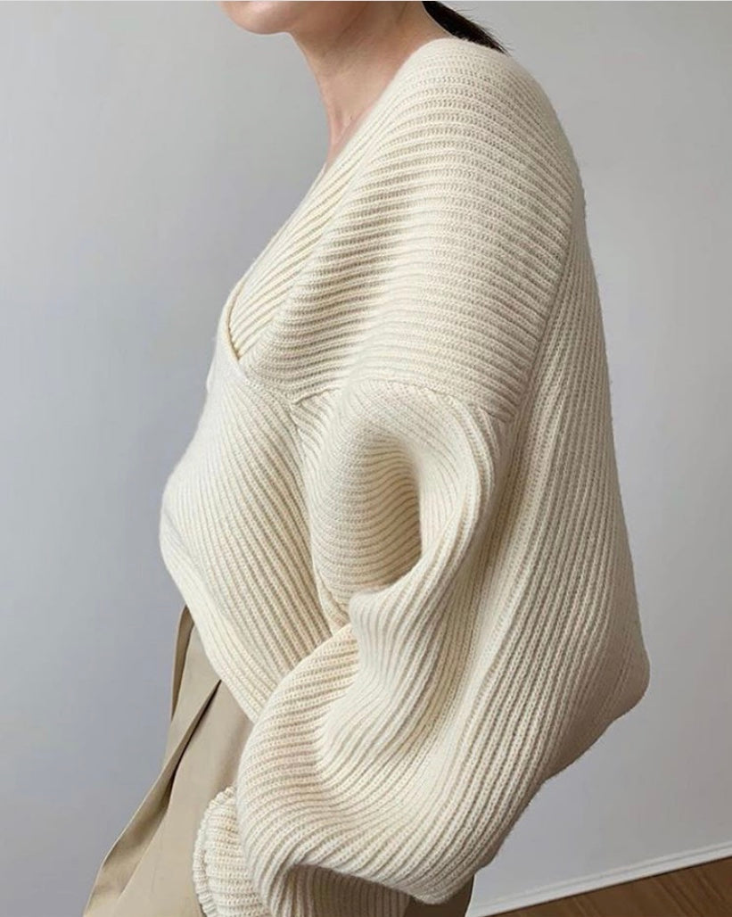 Street-Wave Rib Knit Crossover Pullover For Women Soft Elegant Modern Fit Timeless Everyday Comfort