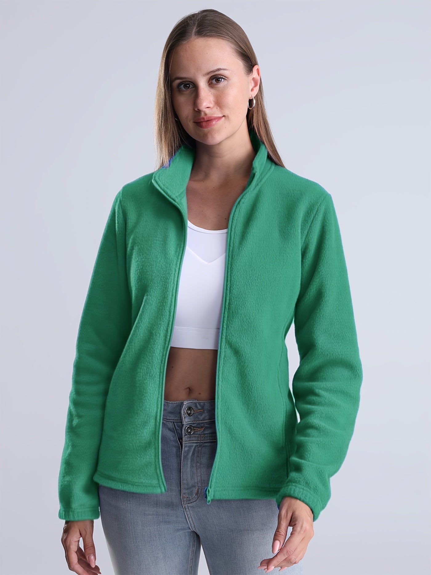 Street-Wave Fleece Zip Jacket For Women With Pockets Cozy Warmth And Everyday Style