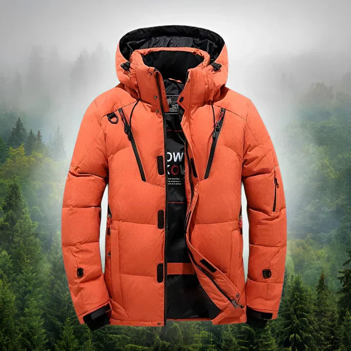 Street-Wave Men's Puffer Jacket Warm Insulation with Detachable Hood Durable Polyester Winter Coat
