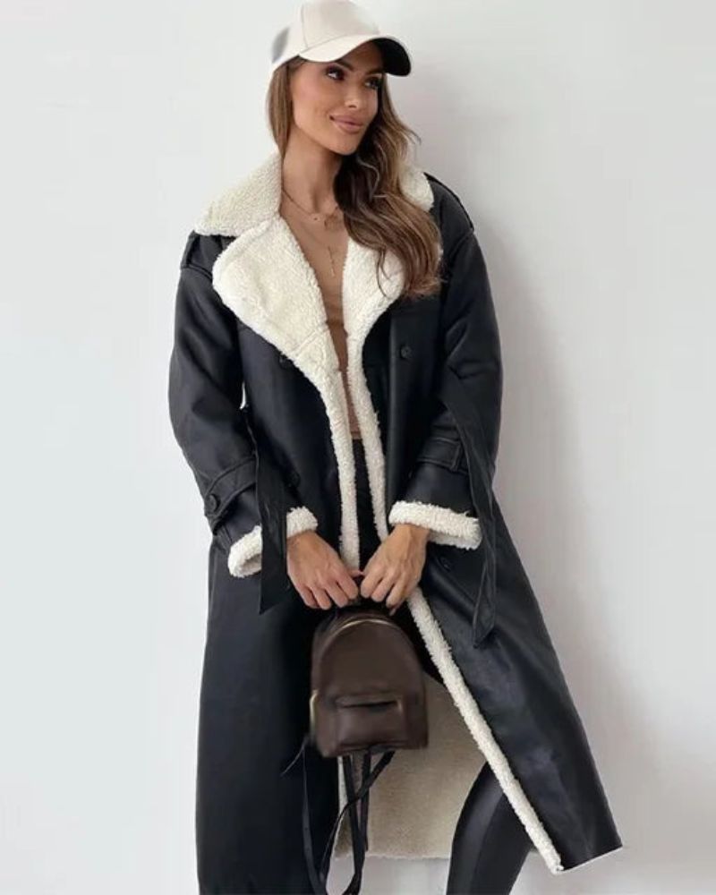 Street-Wave Long Shearling Coat For Women Cozy Timeless Elegance Outerwear All Weather Warmth And Sophisticated Style