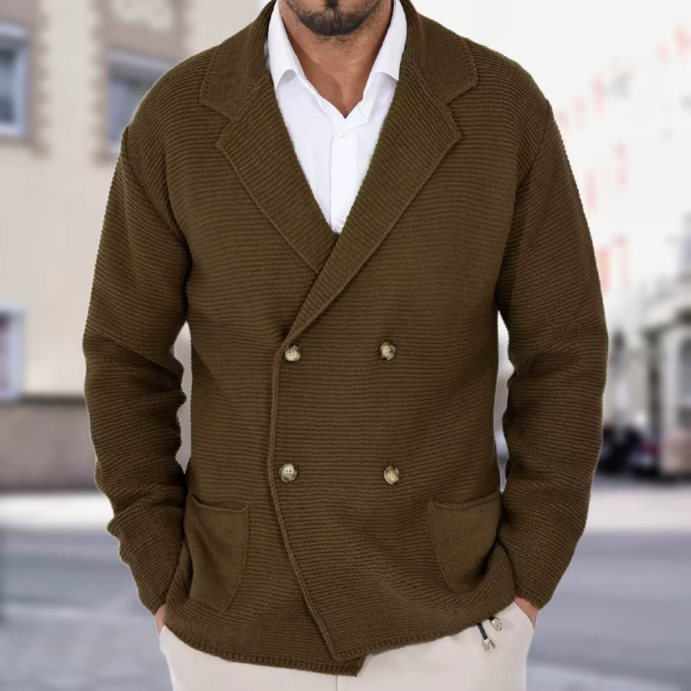 Street-Wave Knit Cardigan For Men With Double Button Closure Soft Premium Knit Comfort Office To Casual