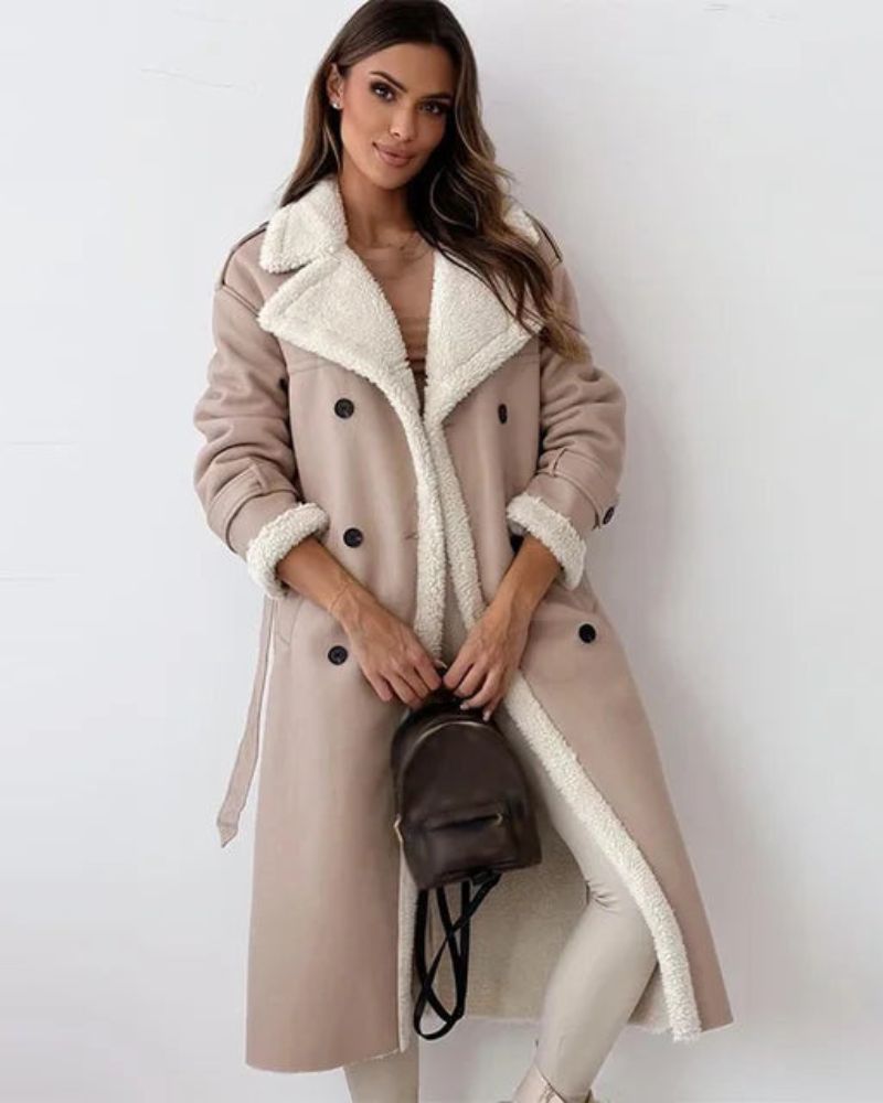 Street-Wave Long Shearling Coat For Women Cozy Timeless Elegance Outerwear All Weather Warmth And Sophisticated Style
