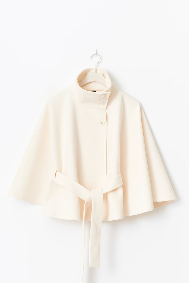 Street-wave High Collar Belted Coat For Women Elegant Minimalist Outerwear With Tailored Fit