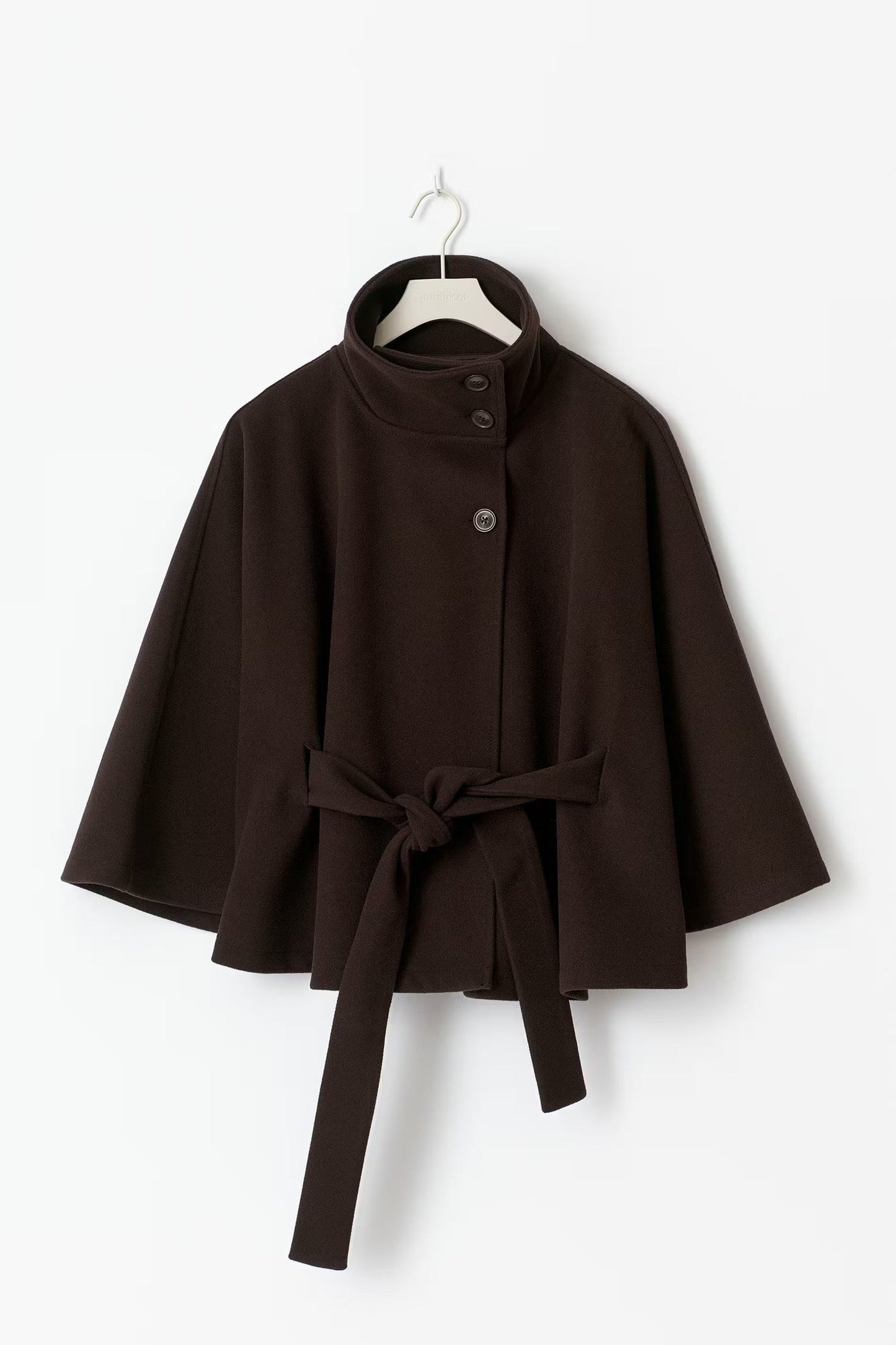 Street-wave High Collar Belted Coat For Women Elegant Minimalist Outerwear With Tailored Fit