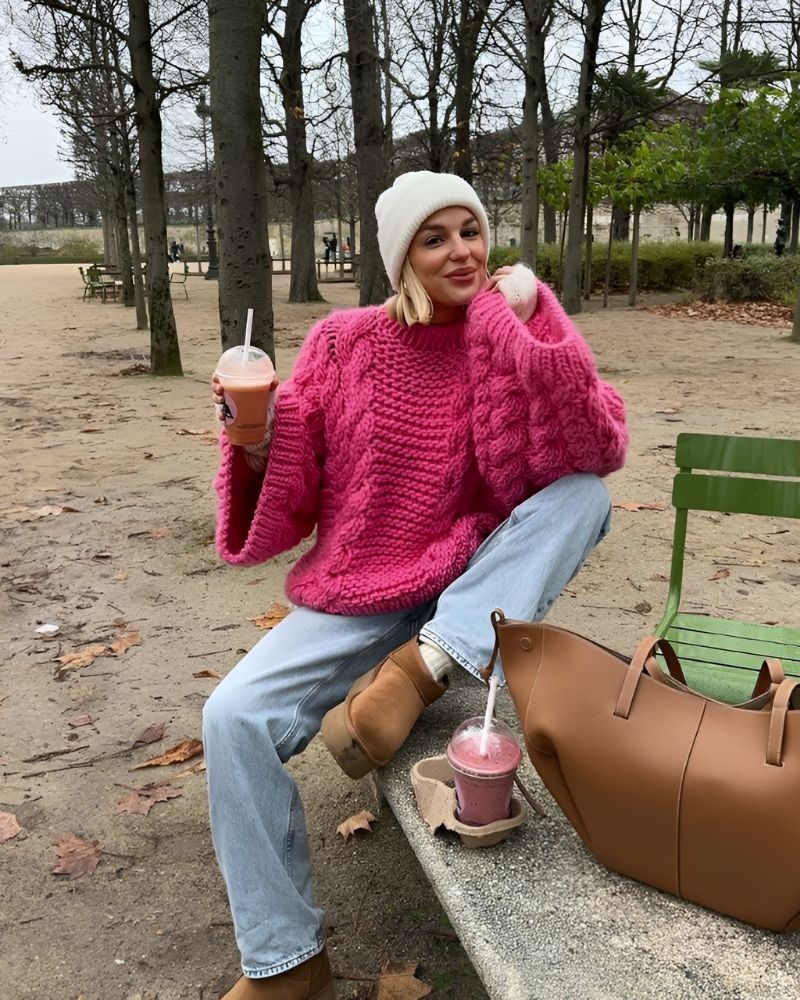 Street Wave Oversize Knit Pullover For Women Cozy Warmth Soft Comfort Winter Sweater