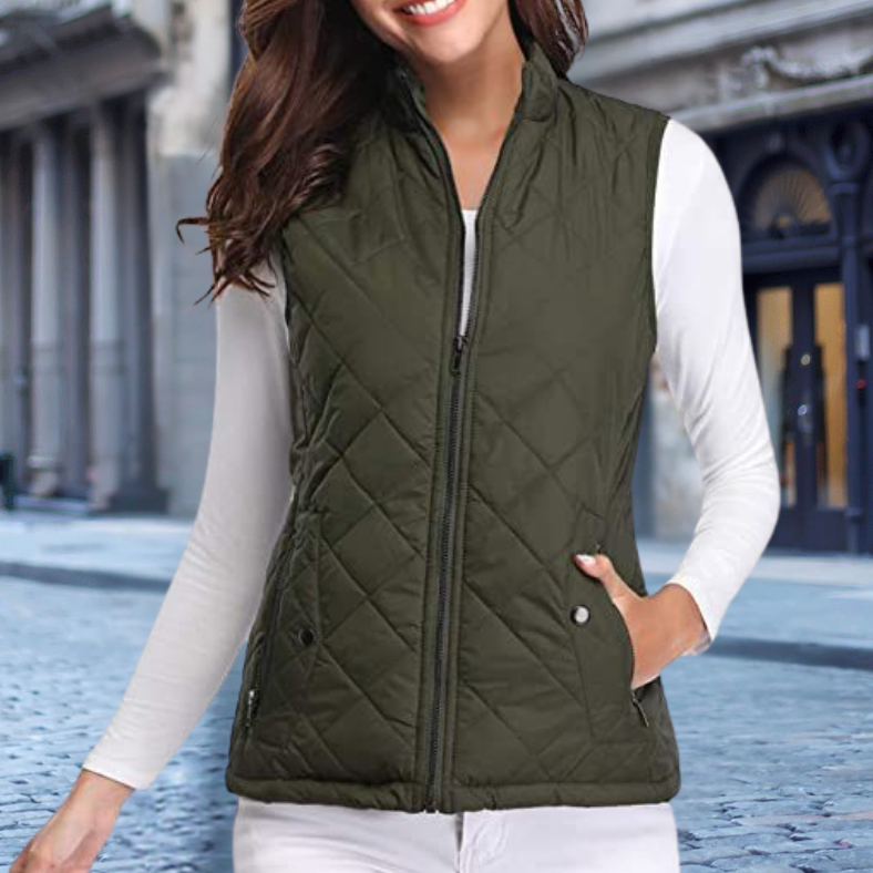 Street-Wave Quilted Jacket For Women With Full Zip Front Warmth And Convenient Pockets For Everyday Wear
