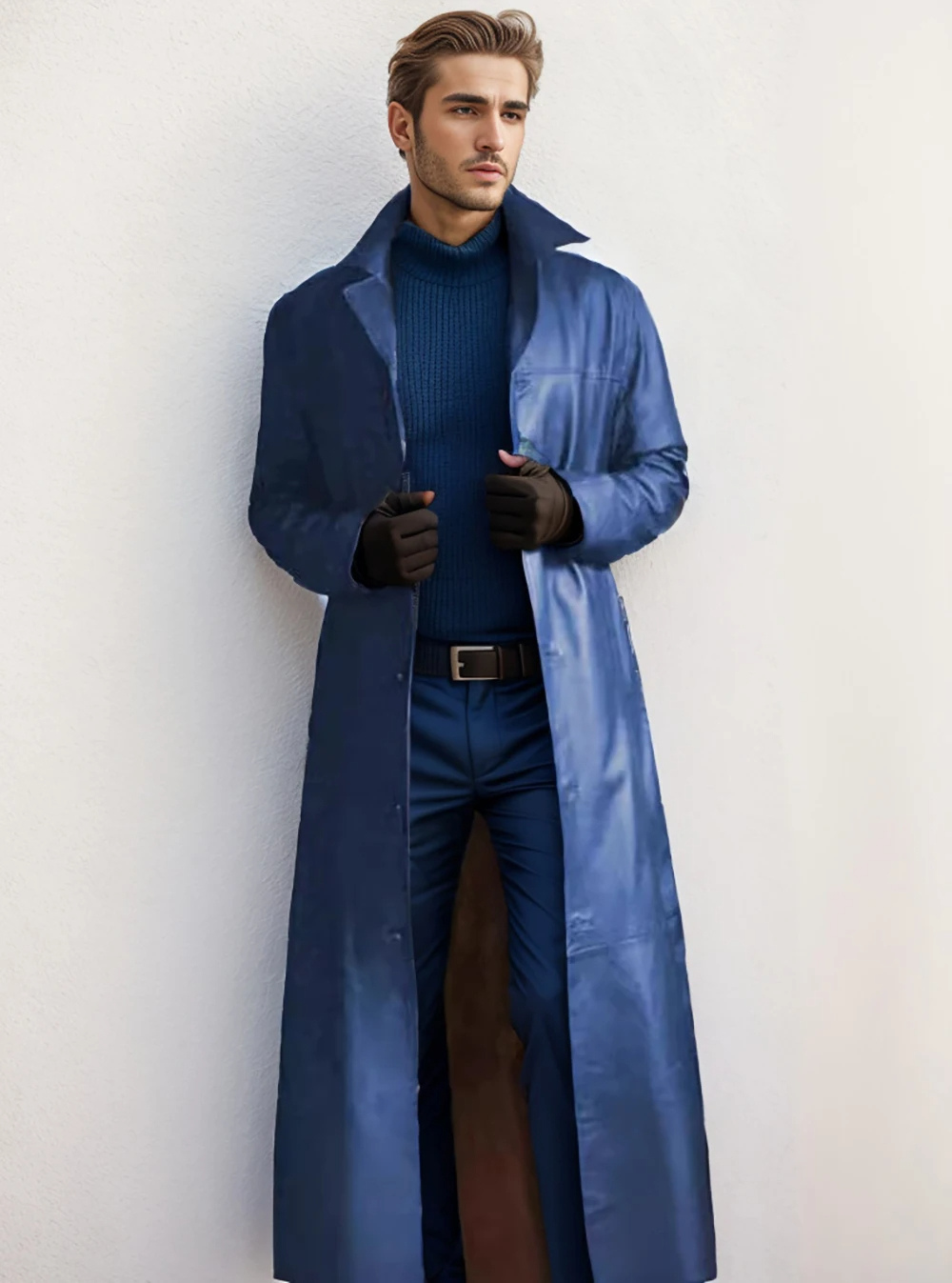Street-Wave Long Leather Coat For Men With Classic Lapels Premium Timeless Outerwear
