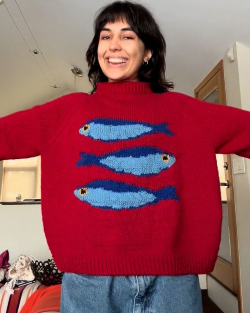 Stree Wave Ropa Street-wave Sweater Soft Elegant Warmth With Bold Fish Knit Design For ...