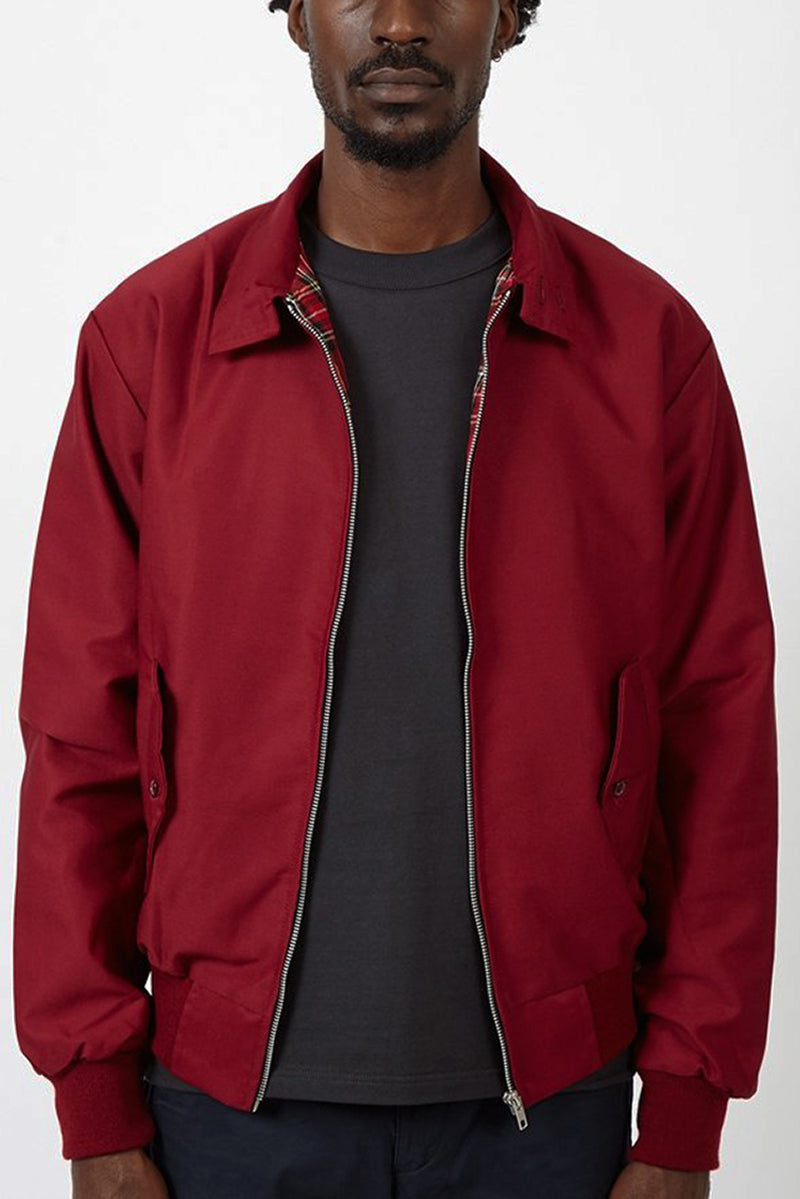 Street Wave Harrington Jacket With Red Plaid Lining Navy For Men Versatile Outerwear
