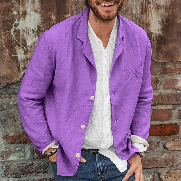 Streetwave Cotton Linen Jacket For Men With Breathable Relaxed Fit And Classic Everyday Style