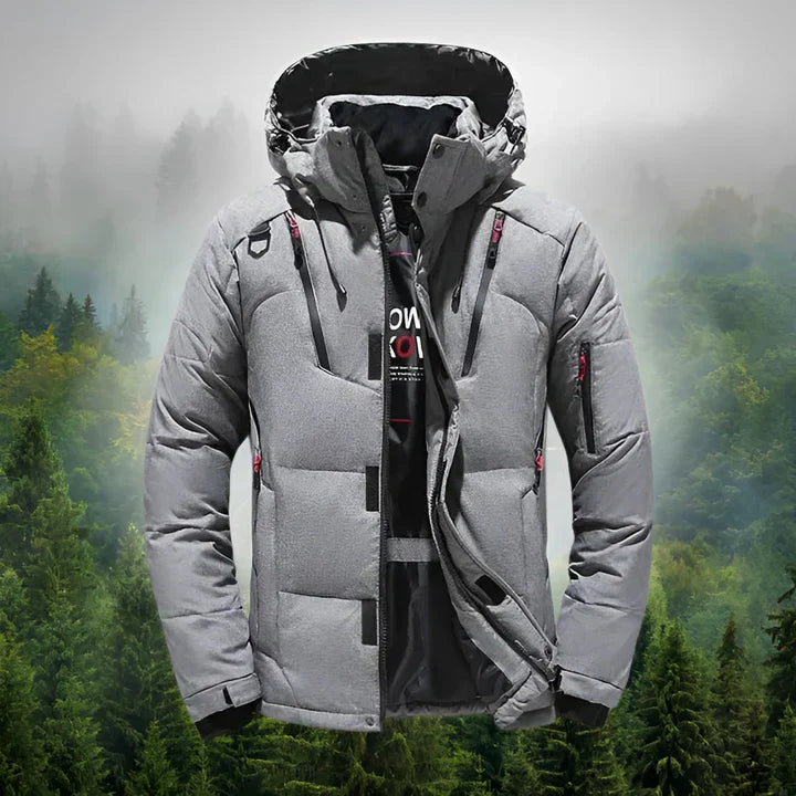 Street-Wave Men's Puffer Jacket Warm Insulation with Detachable Hood Durable Polyester Winter Coat