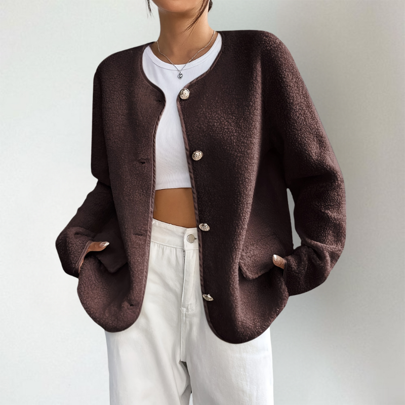 Street-wave Mira Knit Cardigan For Women With Button Front And Pockets Cozy Layering Essential