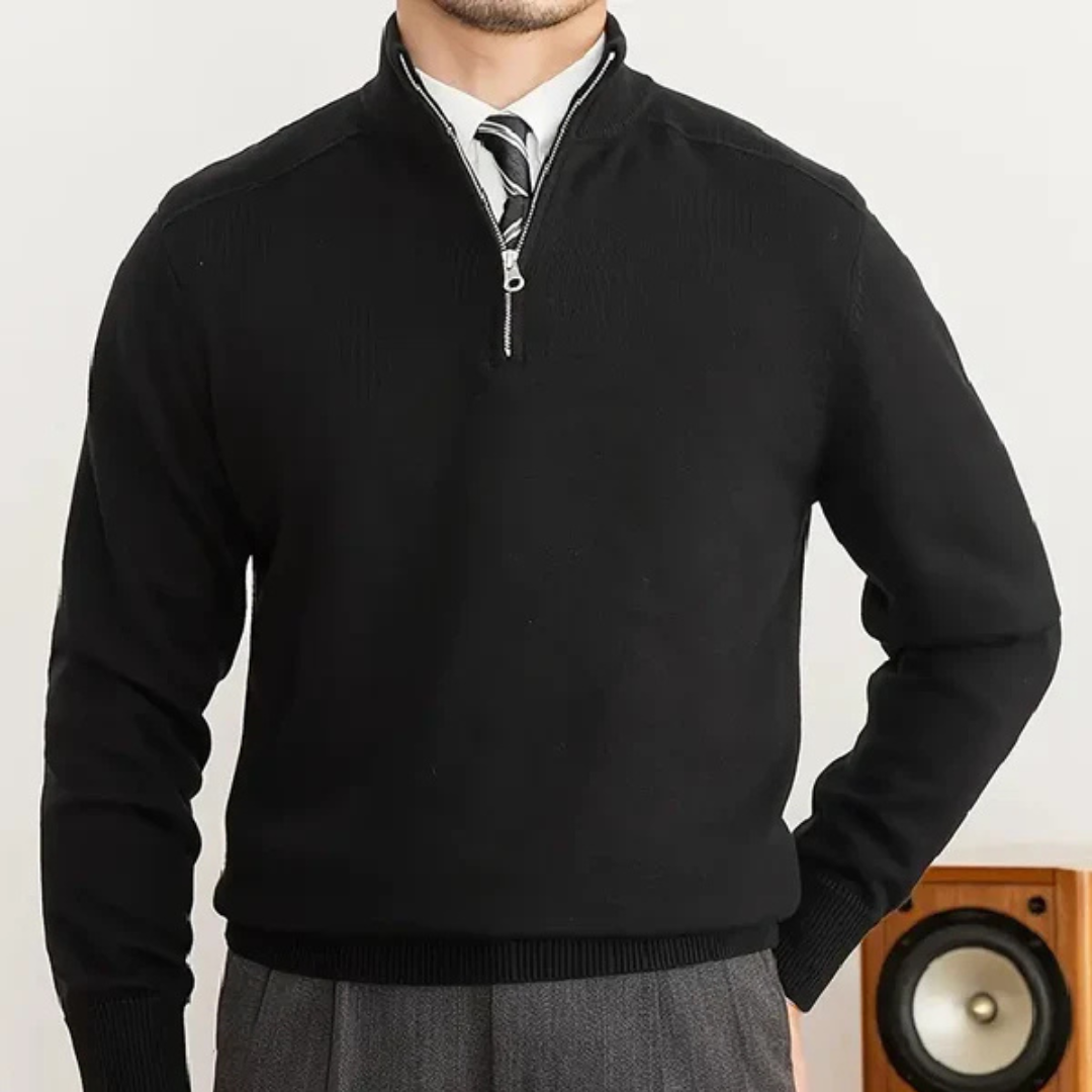 Mens 100 Percent Cotton Half Zip Sweater Regular Fit With Ribbed Edge For Smart Casual Style