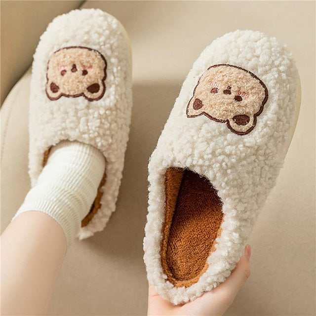 Street Wave Fluffy Bunny Slippers for Women Plush Cozy House Shoes Soft Warm Comfort