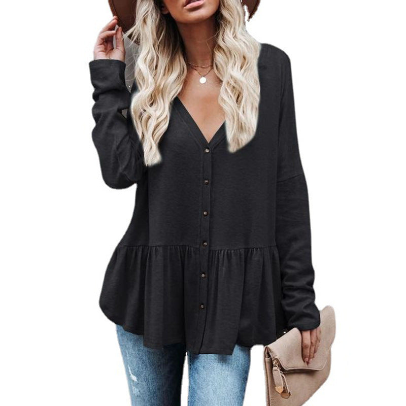 Street-wave Women's Cozy Knit Cardigan With Flowy Ruffle Hem For Versatile Everyday Style
