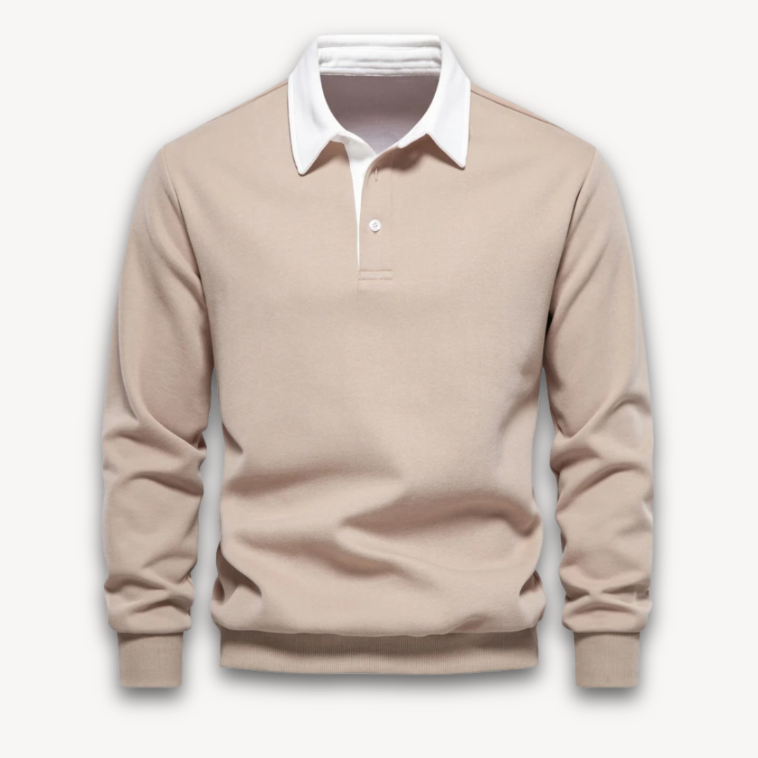 Street-Wave Mens Polo Sweater Regular Fit Long Sleeve Soft Knitted Natural Fiber Navy Knitwear