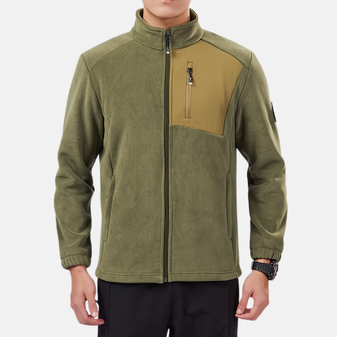 Street-Wave Mens Fleece Jacket With Stand Collar Full Zip Regular Fit Elastic Cuffs Winter Outerwear