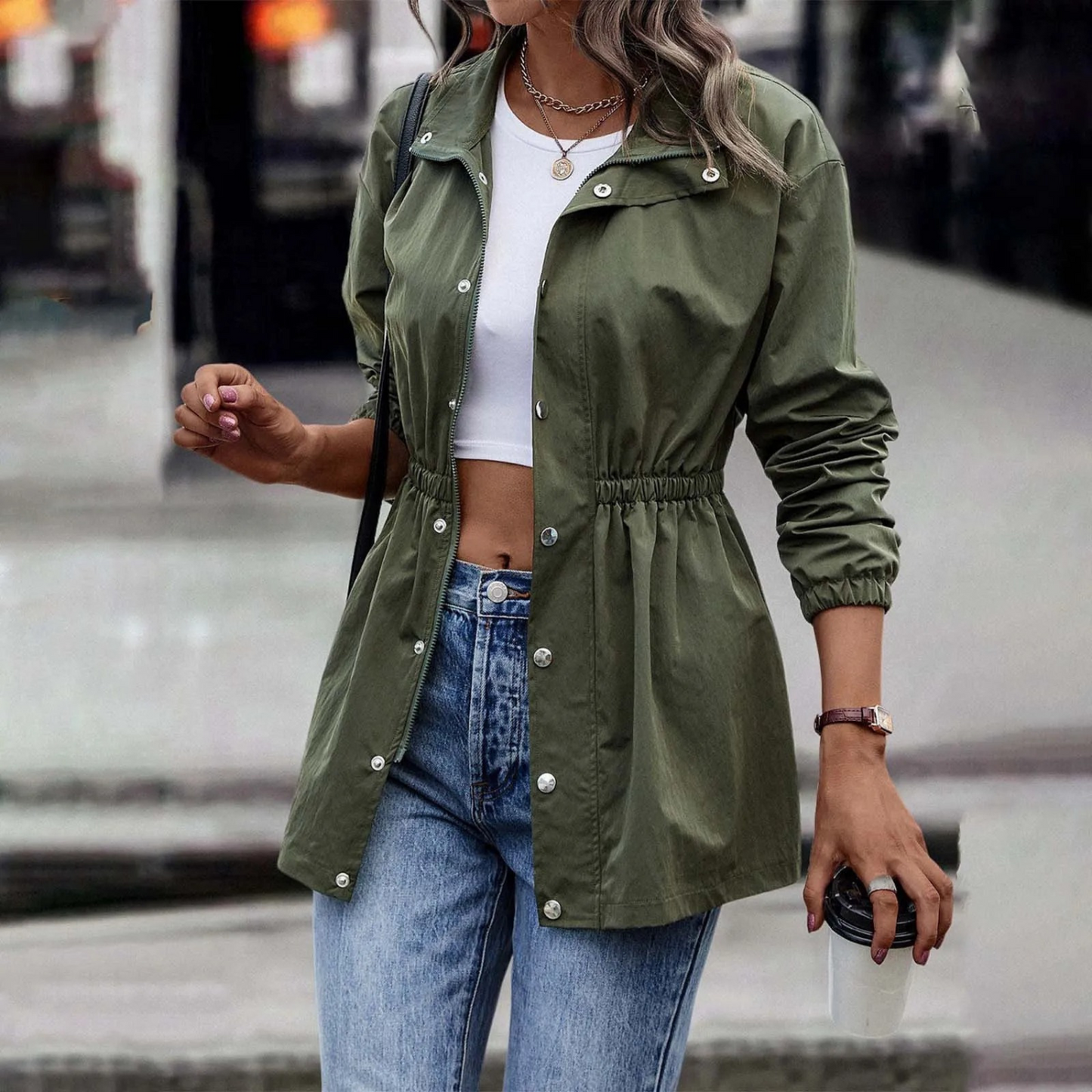 Street-Wave Carla Vintage Inspired Womens Jacket Cinched Waist For Effortless Chic Summer Outfits
