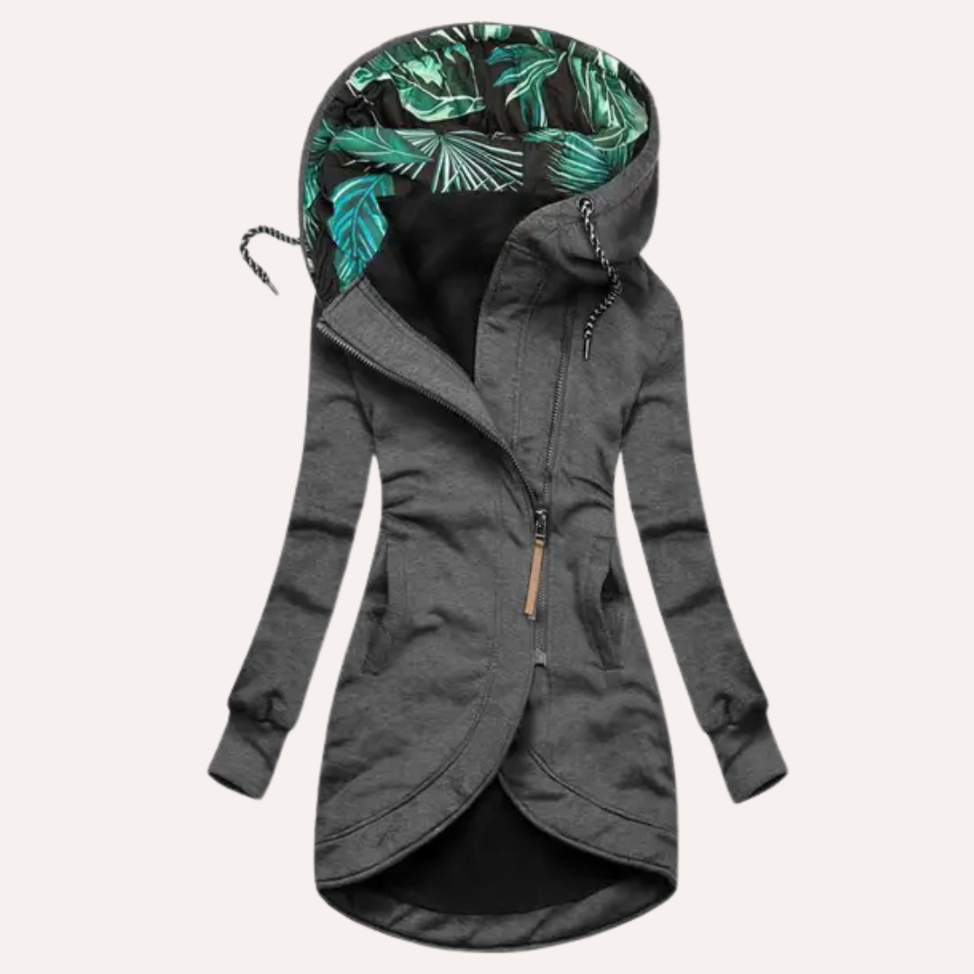 Street-wave Women's Elegant Hoodie With Tailored Silhouette And Cozy Tropical-Lined Hood