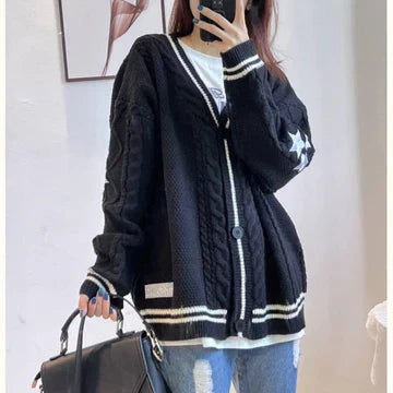 Street Wave Vintage Maral Embroidered Sweater For Women With Star Knit Detailing And Soft Lightweight Comfort