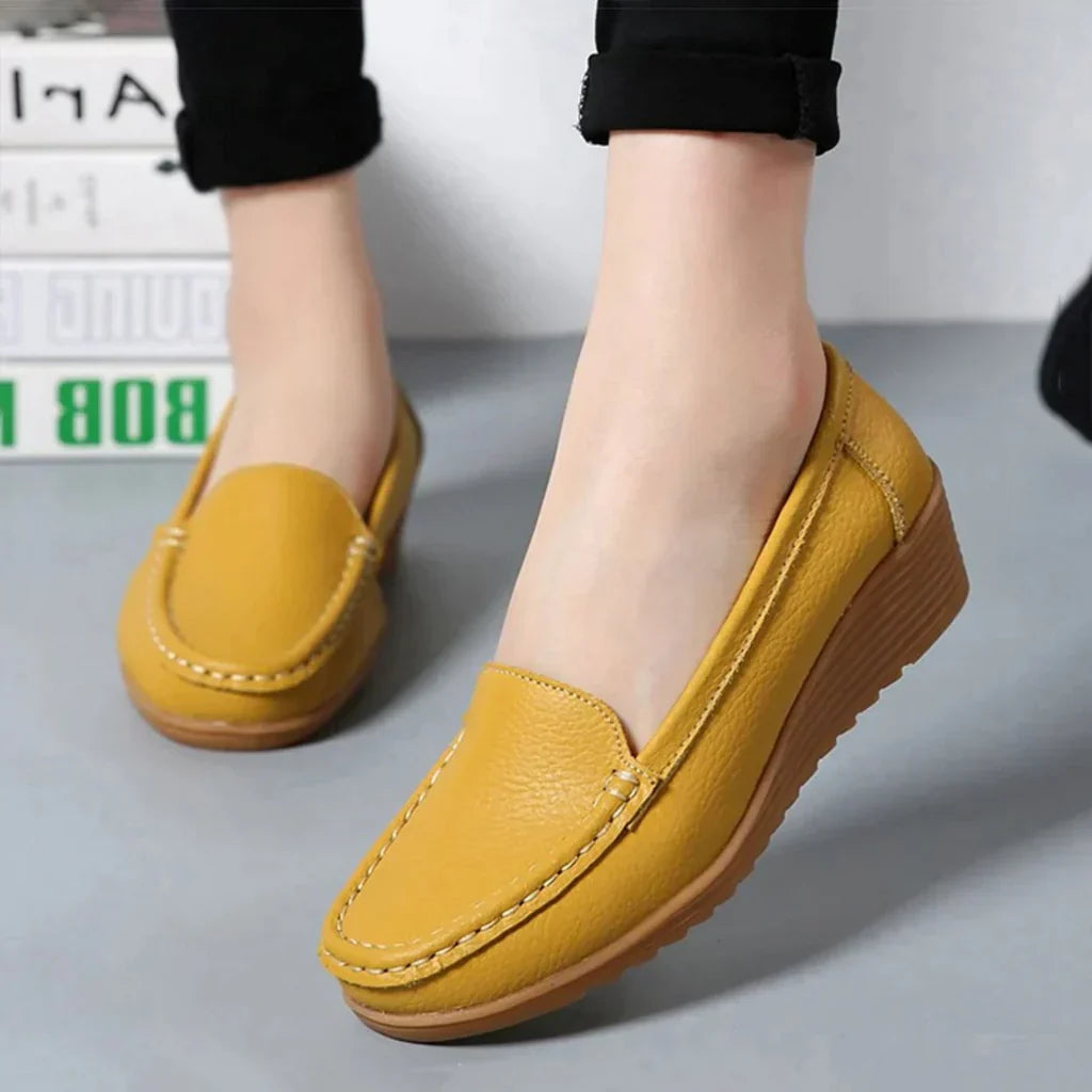 Orthopedic Comfort Shoes For Women Street-wave Premium Leather All Day Support Cushioned Heel