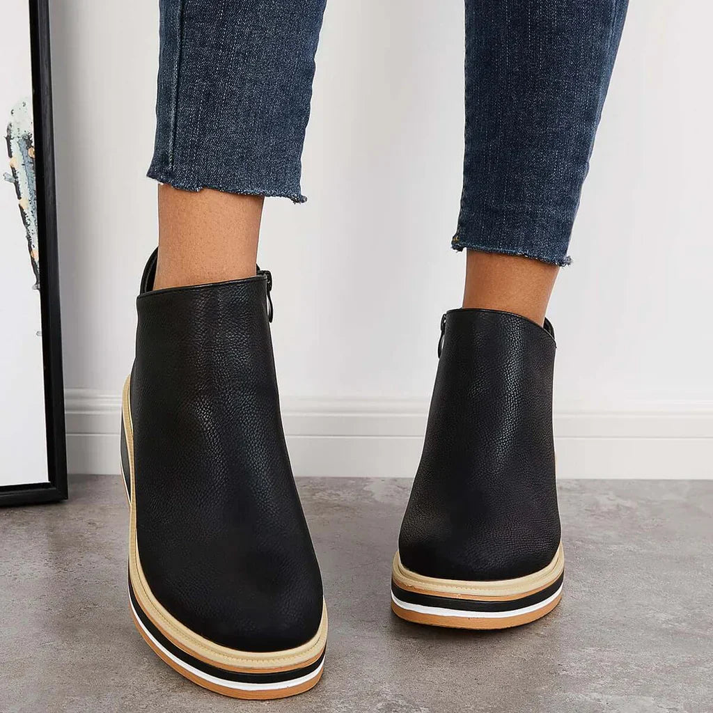 Street-wave Orthopedic Women's Platform Boots With Side Zip For All Day Comfort