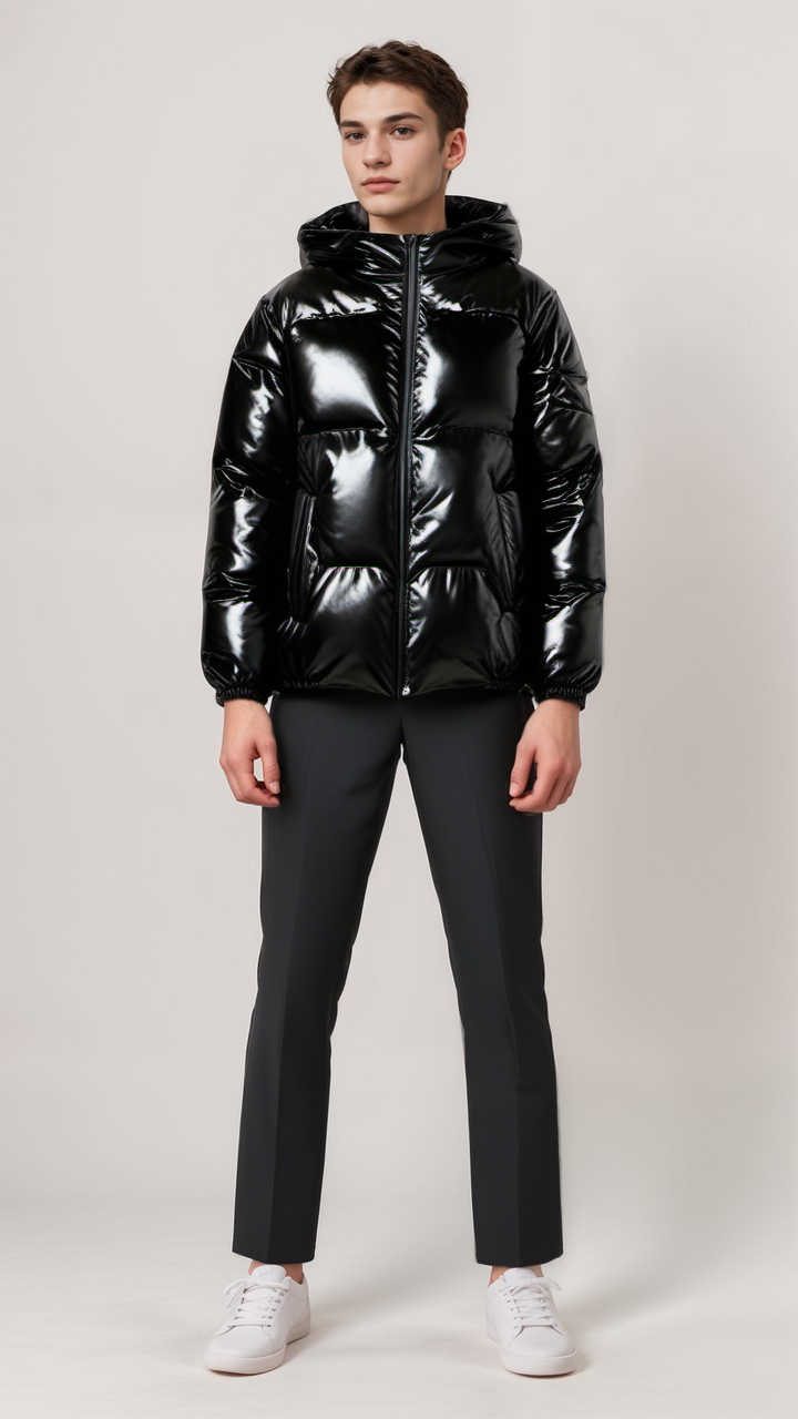 Street-wave Puffer Winter Jacket With Hood for Unisex Warm Polyester Water-Repellent