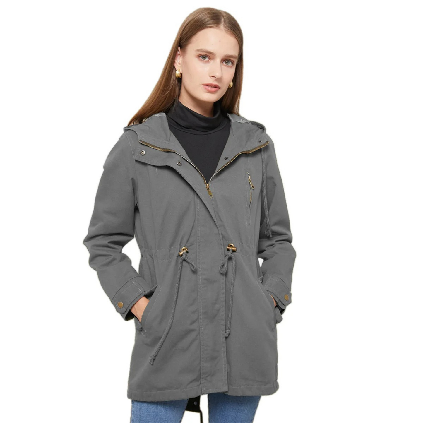 Street-wave Waterproof Hooded Raincoat for Women Lightweight Windproof Stylish Coat