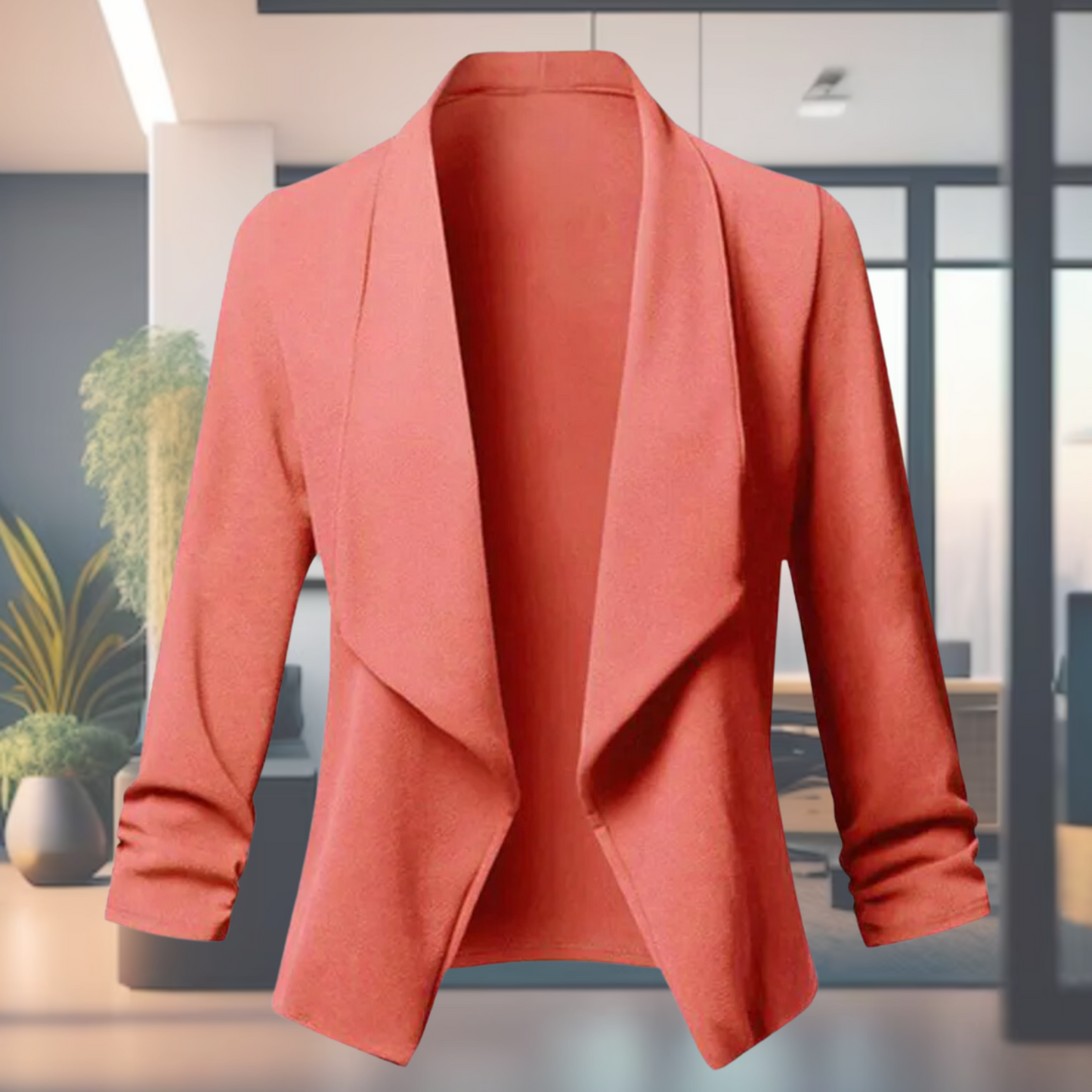 Streetwave Open Front Lightweight Blazer Burgundy For Women With Elegant Draped Silhouette And No Closure