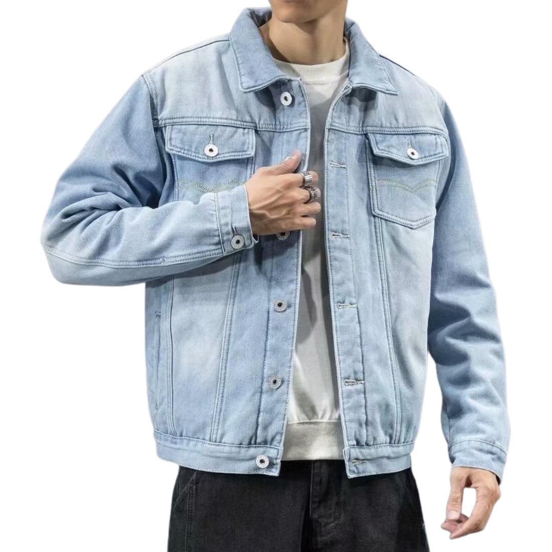 Street-wave Warm Fleece-Lined Denim Jacket For Men With Ample Pockets And Cozy Comfort Winter Essential