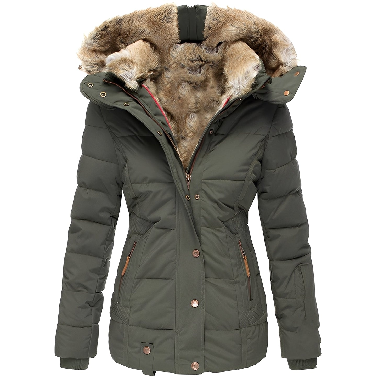 Street-wave Women’s Puffer Coat With Fur Trim Hood For Warmth And Flattering Fit