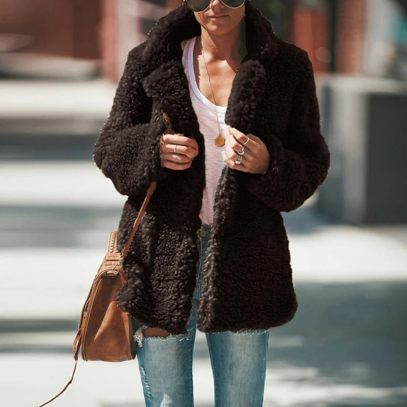 Streetwave Women's Teddy Coat Warm Cozy Plush Fleece For Cold Winter Weather Versatile Outerwear