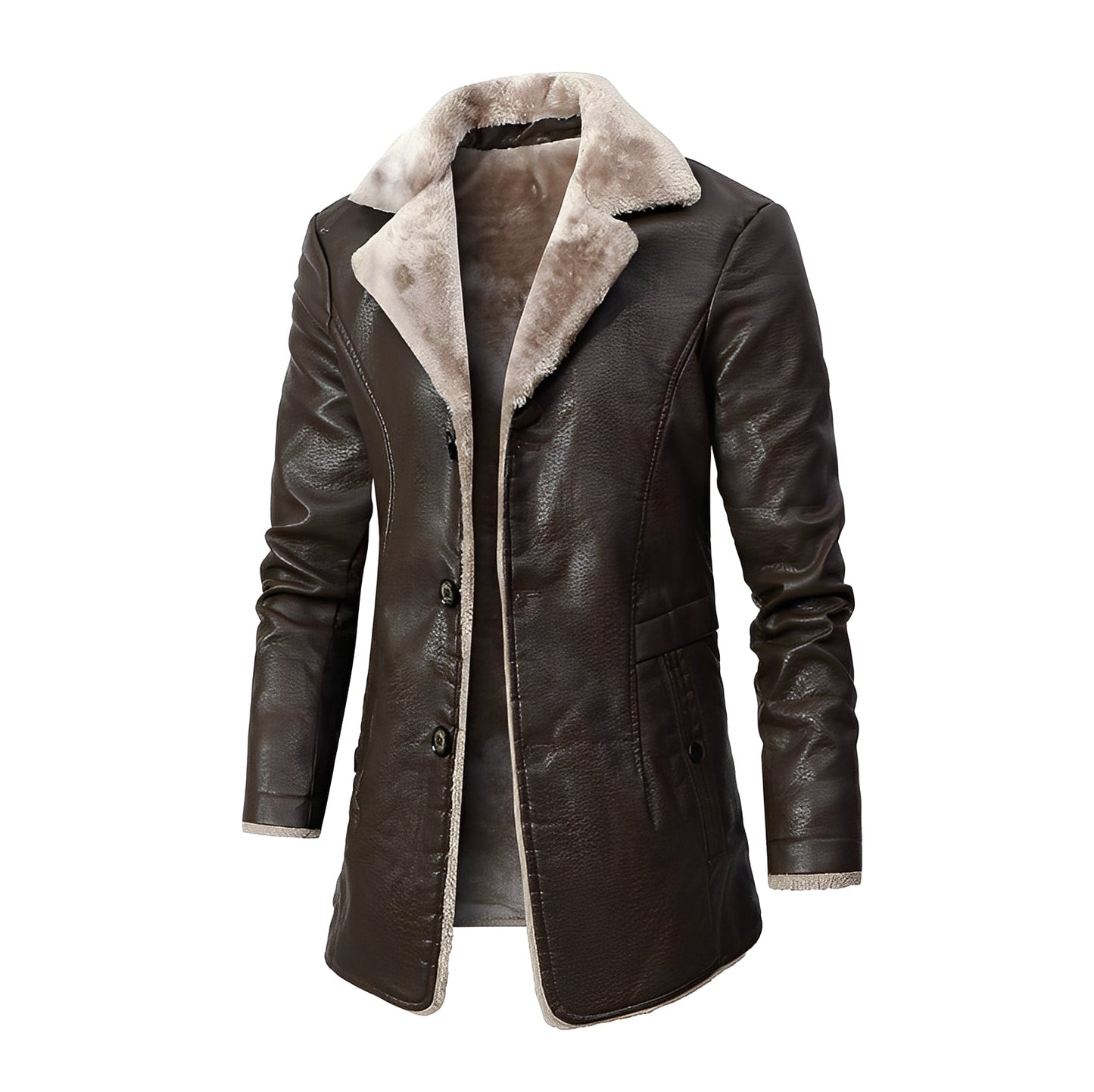 Streetwave Mens Plush Coat With Warm Fleece Lining And Shearling Collar Winter Essential
