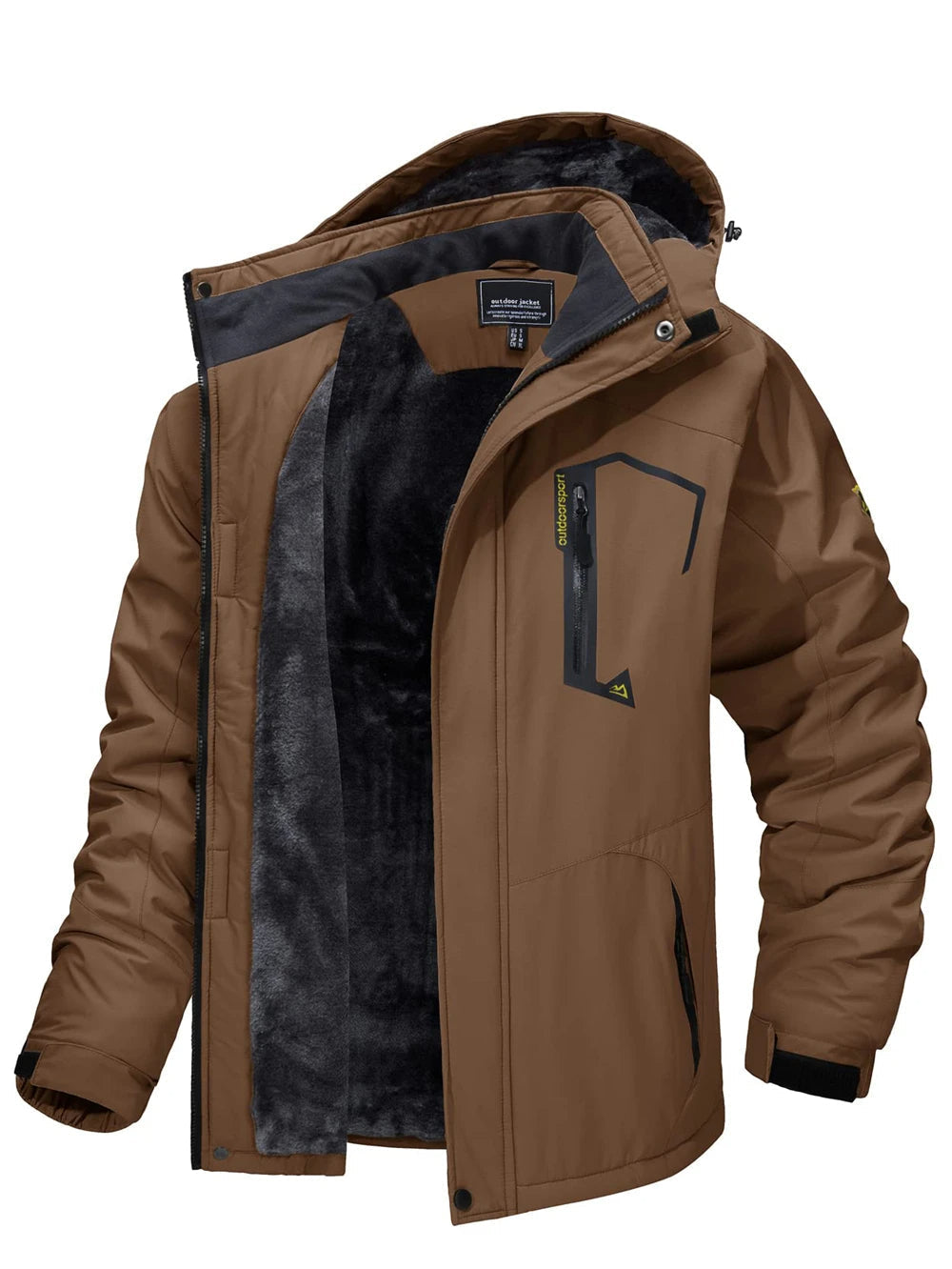 Street-wave Mens Waterproof Parka With Removable Hood And Cozy Fleece Lining For Outdoor Winter