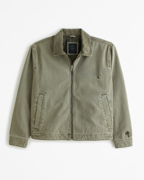 Street-Wave Work Jacket With Zip Corduroy Collar Warm Rugged Style for Urban Professionals