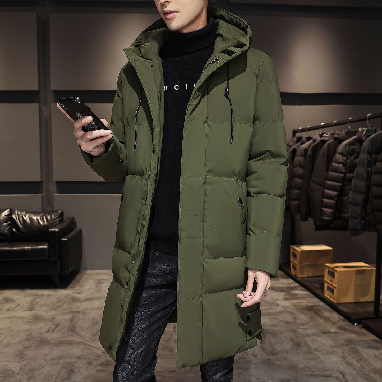 Street Wave Mens Long Puffer Coat Insulated Weatherproof Winter Jacket For Men Premium Warmth