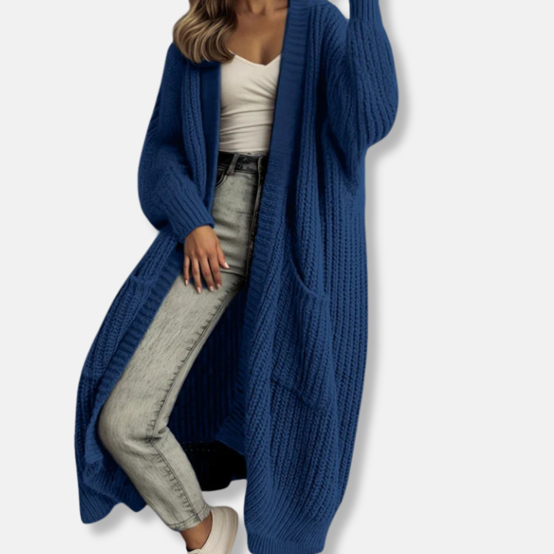 Street Wave Women's Cardigan Ribbed Knit Oversized Maxi Open Front Pockets
