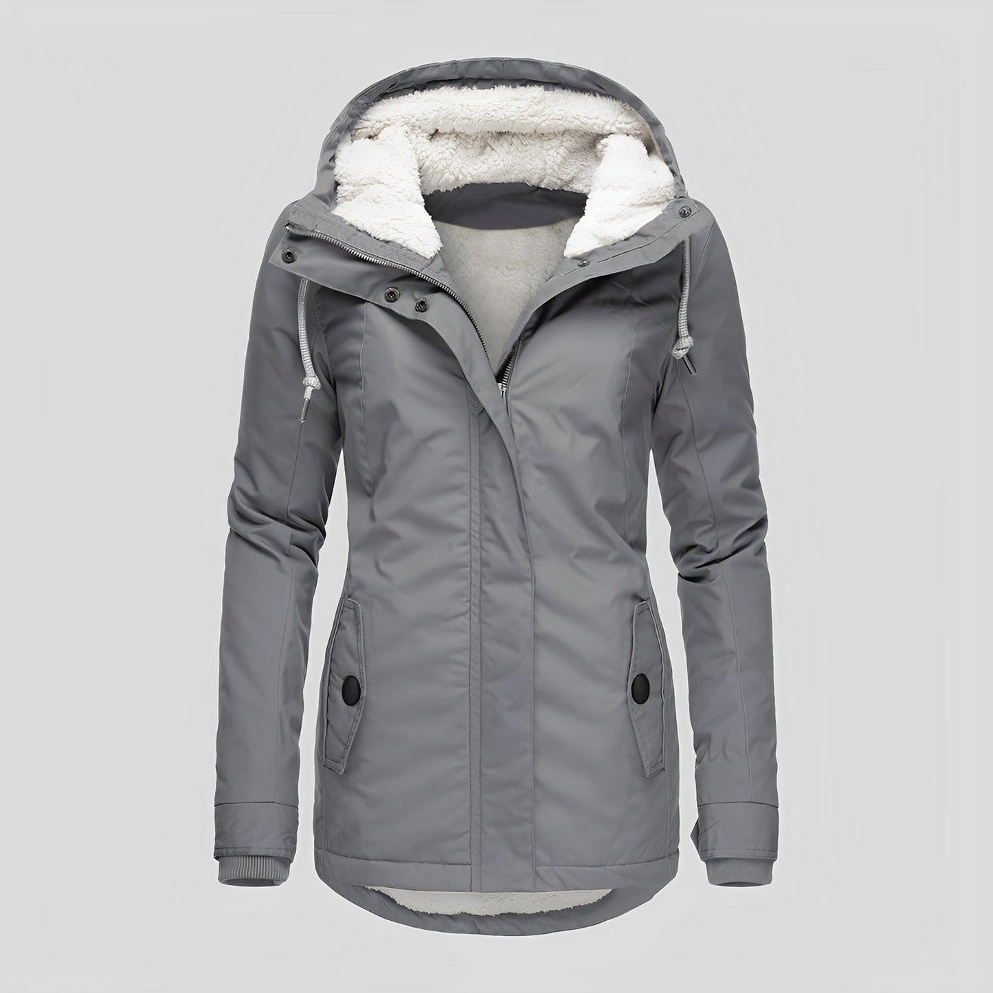 Street Wave Women Warm Quilted Hooded Jacket With Soft Cotton Blend Faux Shearling Lining Windproof Hood Weather Ready