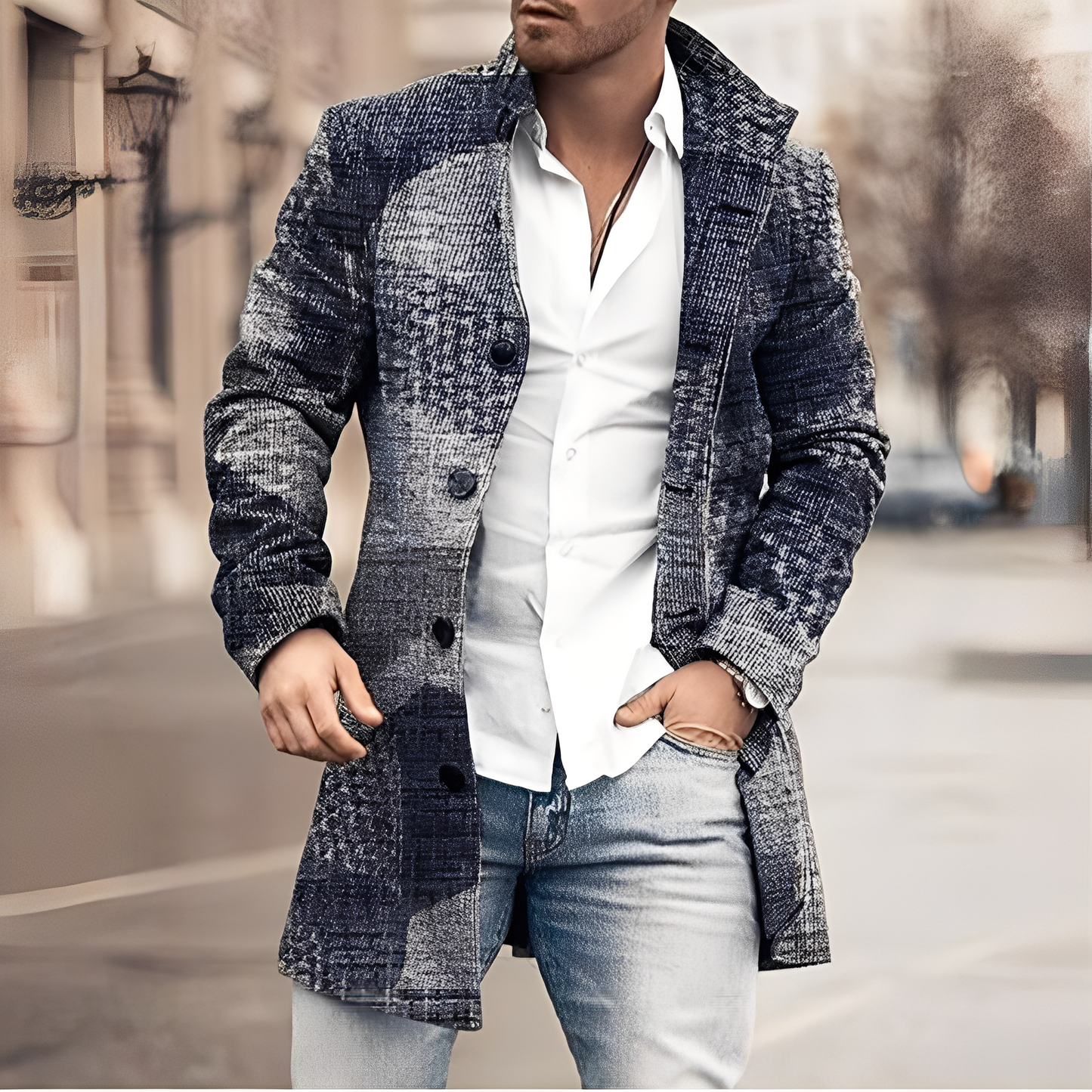 Street-wave Mens Long Tweed Coat Timeless Style Warm Comfort For Modern Gentlemen