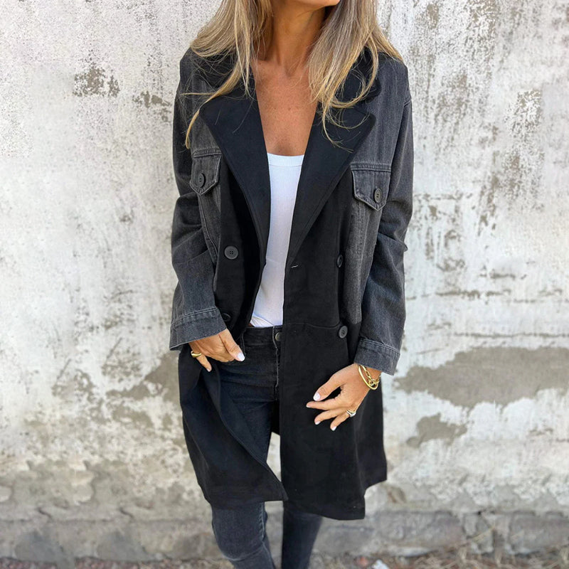 Céline Denim Trench Coat For Women Timeless Versatile Mid Length Style With Refined Collar