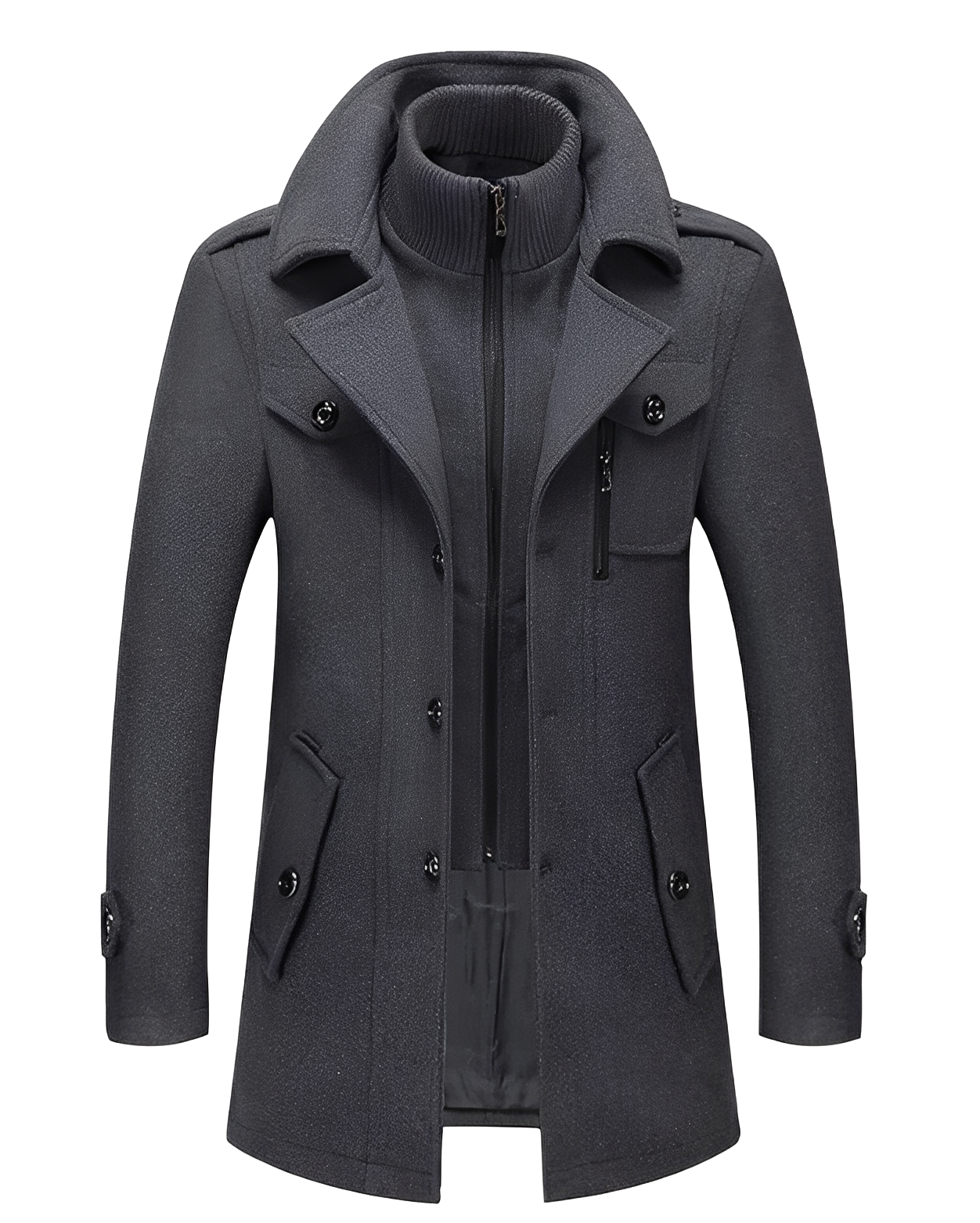 Street-wave Mens Double Collar Jacket With Modern Cut Premium Materials And All Day Comfort