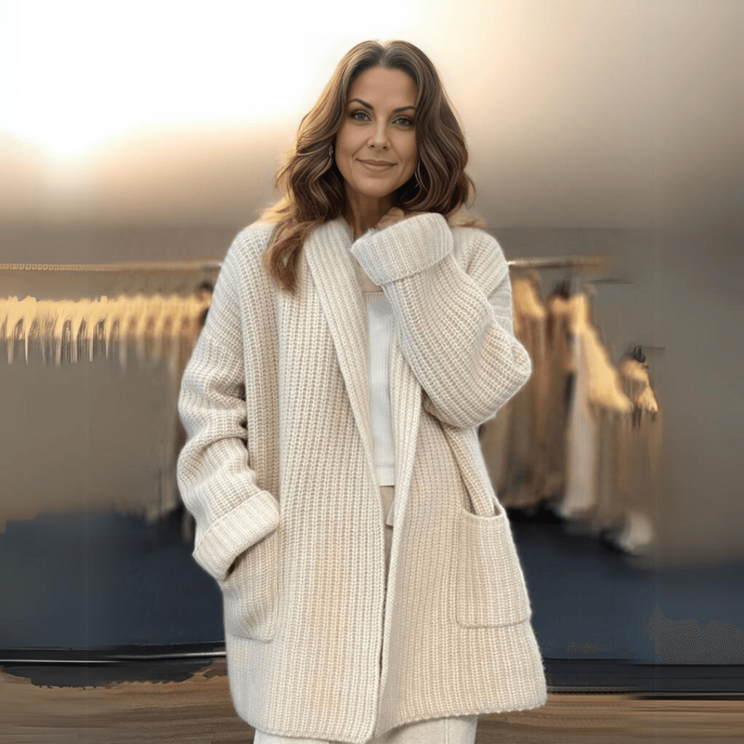 Street-wave Knit Cardigan For Women Cozy Warmth With Premium Yarn And Oversized Comfort