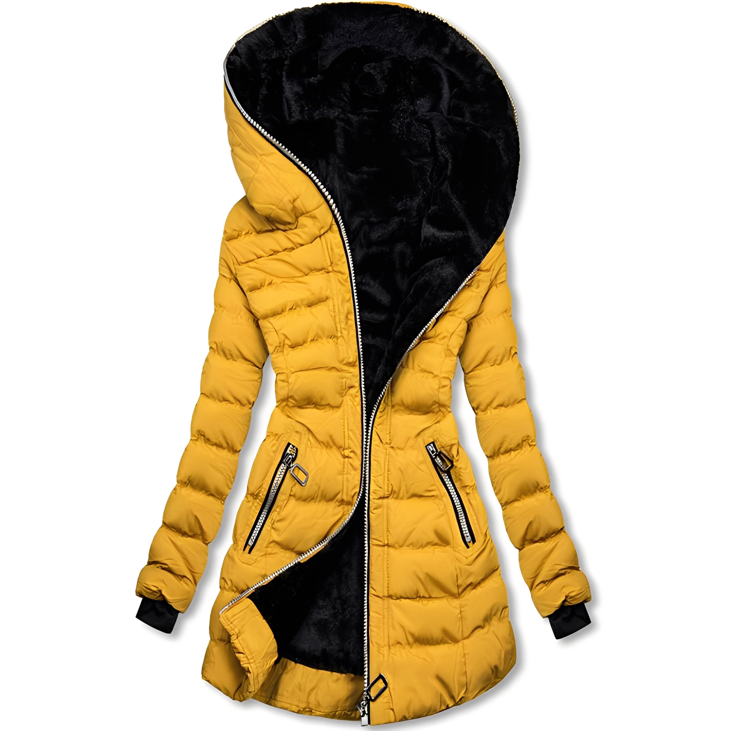 Street Wave Women's Hooded Puffer Coat With Faux Fur Lined Hood For Warm Winter Comfort